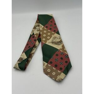 Vintage Wemlon Wembley Patchwork Farmhouse Novelty Necktie Country Cottage Tie